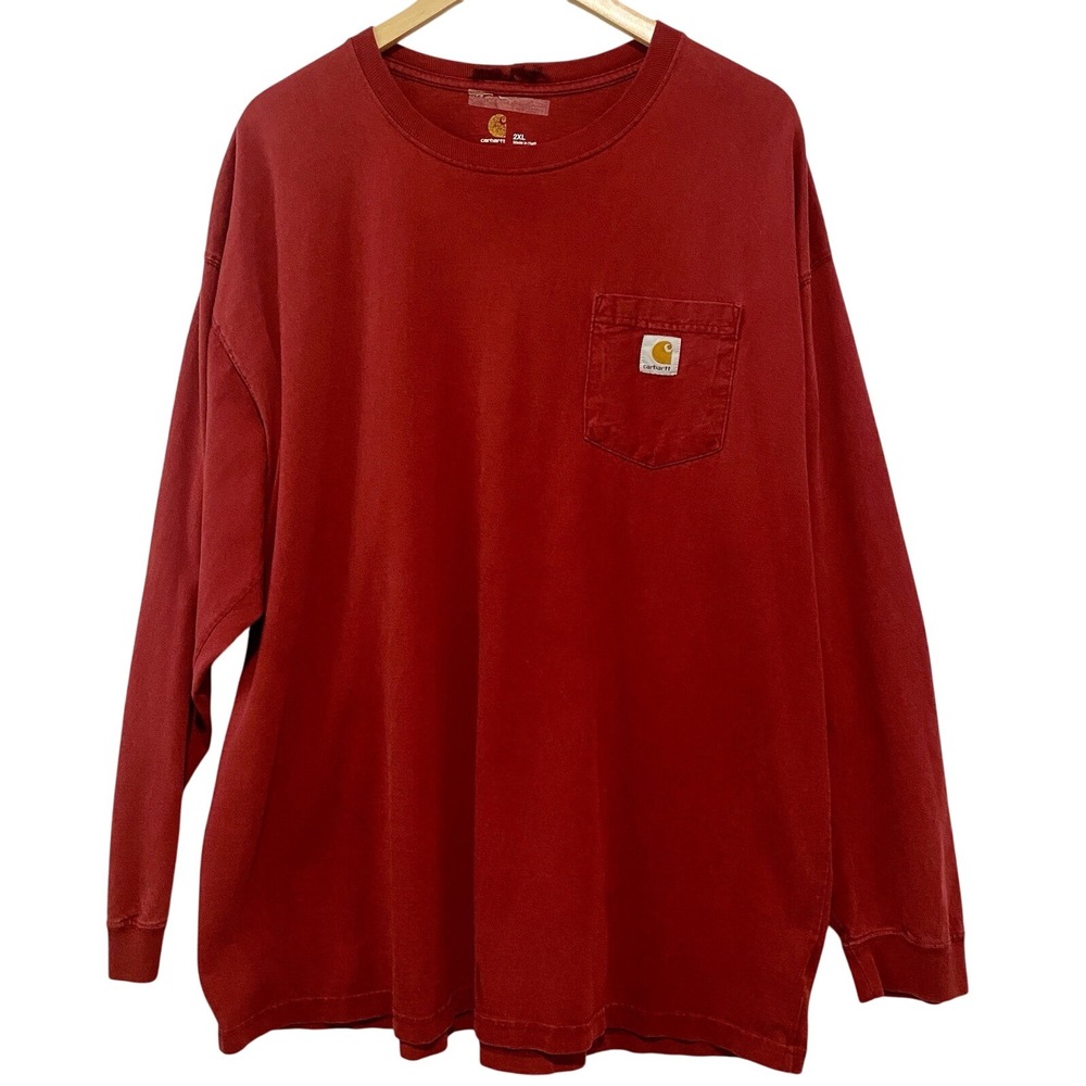 Carhartt Men's Long Sleeve Maroon Pocket Shirt Size 2XL 100% Cotton